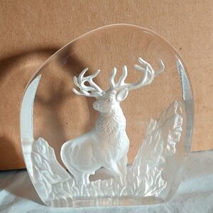 Vintage Wedgewood Crystal Elk clear and frosted crystal paperweight